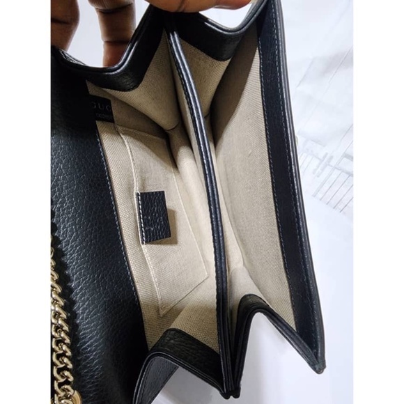 Authentic GUCCI Dollar Calfskin Interlocking G Shoulder Bag Black - Picture 15 of 15